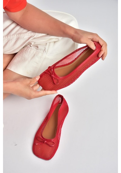 Fox Shoes Y274623315 Kırmızı File Kadın Babet