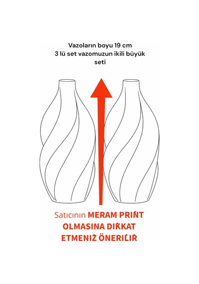 Büyük Boy 2 Li Set Kıvrımlı Vazo Beyaz Beyaz