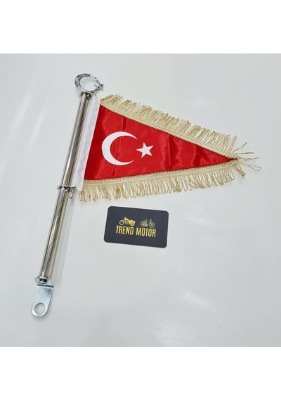 Motosiklet Makam Bayrağı Flama - Ay Yıldız Altın Püskül