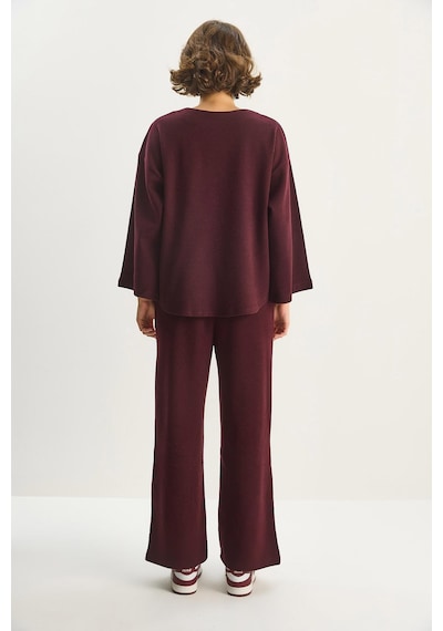 Shade Kadın Bağlama Detaylı Kimono Yüksek Bel Bol Pantolon Selanik Takım 7028 60283640 - Bordo