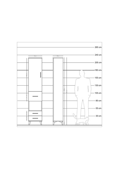 Arges Dolap 4 Raflı 3 Çekmeceli Tek Kapaklı 44x30x221 Aytaşı-... Aytaşı
