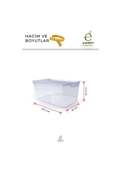 2'li Xxl Kapaklı Şeffaf Büyük Buzdolabı Düzenleyici Saklama Kabı 32.5x20x14.5 Cm Gıda Organizer
