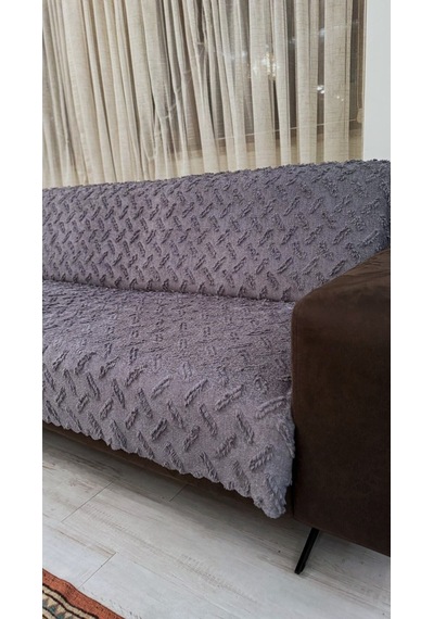 Bohem Tarz Lüks Kaymaz Koltuk Örtüsü 175x220 Şönil Bohem Koltuk Kılıfı Füme