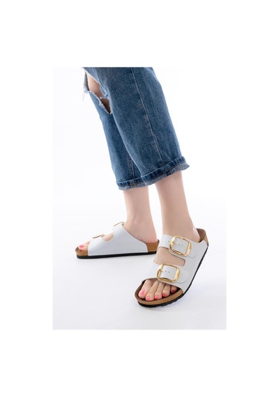 Alemdarshop P-101 Beyaz Günlük Birkenstock Kadın Terlik