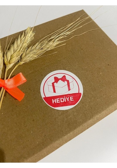 Hediye Kırmızı Yazılı Yuvarlak Yapışkanlı Etiket 4x4 Cm 120 Adet