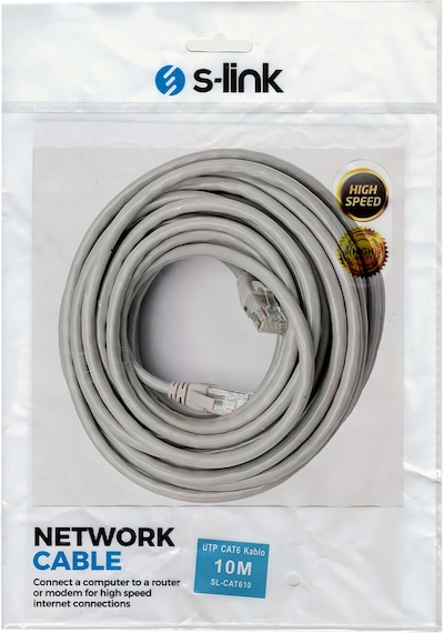 S-Link Sl-Cat610 Cat6 10Mt Gri Utp Patch Kablo