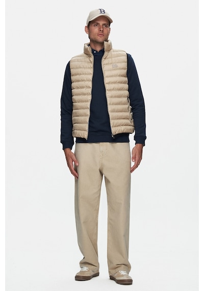 Ucla Blume Koyu Bej Fermuarlı Ve Cepli Polyester Standard Fit Erkek Yelek Koyu Bej