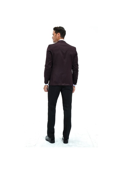 Morven Erkek Koyu Bordo Modena Slimfit Jakarlı Smokin Koyu Bordo