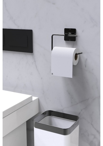 Karteya Yapışkanlı Gümüş Rulo Ve Uzun Havluluk Wc Kağıtlık Ve Çember Havluluk Banyo Mutfak 4'lü Set Krom