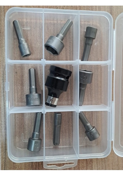 Somun Sökme Sıkma Makine İçin 9lu Lokma Seti Bits Adaptörlü Hex