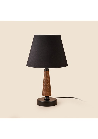 Lighting Metal Ayaklı Ahşap Abajur - Siyah Çok Renkli