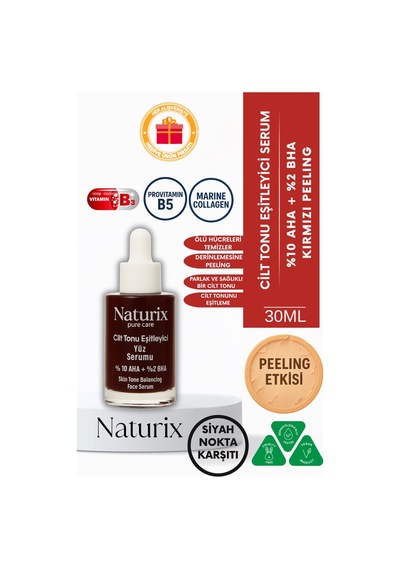 Cilt Tonu Eşitleyici Serum %10 Aha + %2 Bha Kırmızı Peeling Etkisi 30 Ml