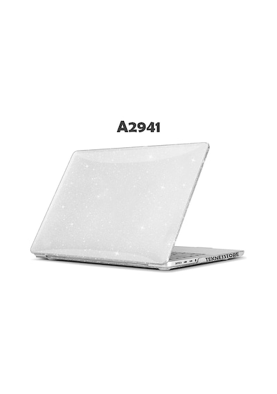 Apple Uyumlu MacBook Air 15 Inç M2 Çip A2941 Tam Alt Üst Kılıf + Klavye Kılıfı + Ekran Koruyucu Film Simli