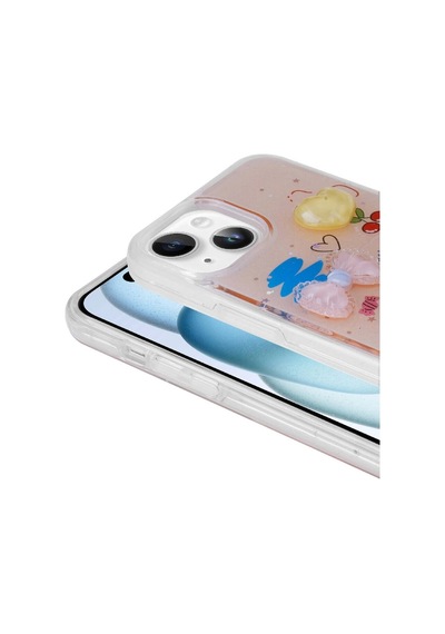 Apple Uyumlu iPhone 15 Plus Kılıf Kabartma Figürlü Parlak Zore Minimini Silikon Kapak