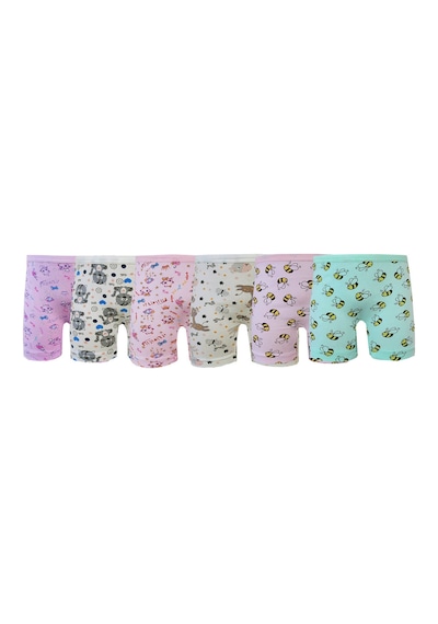 Hepsine Rakip 6lı Kız Çocuk Boxer Pamuklu Likralı Baskılı Renkli Boxer Karışık