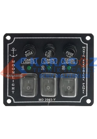 MOONLIGHT YATAY 3'LÜ SWITCH PANEL SİGORTALI