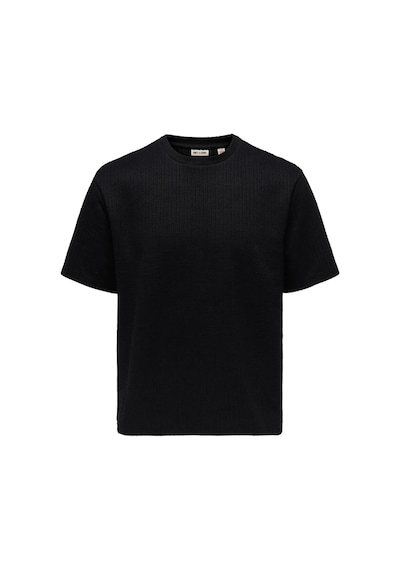 Only & Sons Erkek Jakarlı Bisiklet Yaka Siyah T-shirt - 22037430