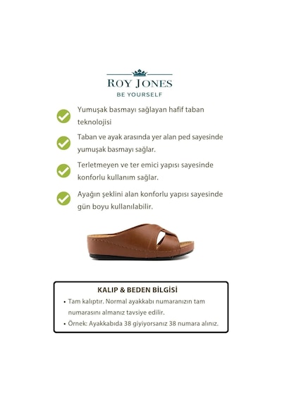 Roy Jones Kadın Taba Kısa Topuk Günlük Ev Terlik 1816 Taba