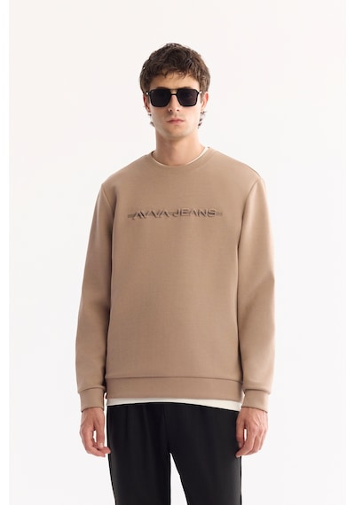 Avva Erkek Vizon Bisiklet Yaka Pamuklu Bi-stretch Baskılı Regular Fit Sweatshirt A52y1210