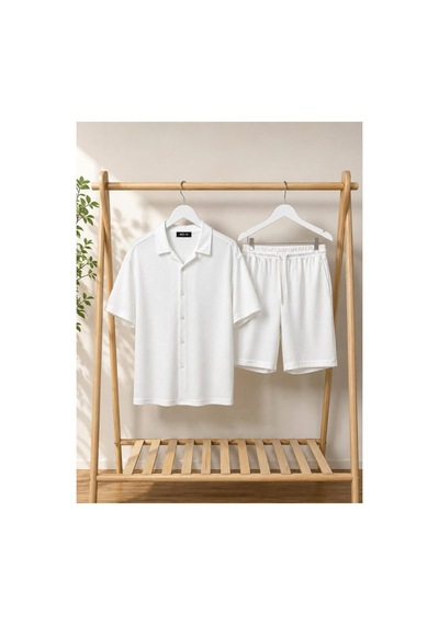 Mcz Slim Fit Bürümcük Kumaş Erkek Takımı Beyaz