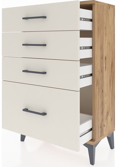 Arges Komodin 4 Çekmeceli 60x30x96 Çam-aytaşı Çam