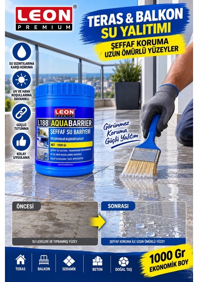 Leon Premium L188 Aqua Barrier Şeffaf Su Yalıtım Bariyeri 1000 Gr Uv Ve Hava Koşullarına Dayanıklı