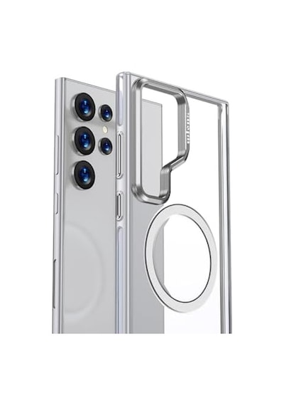 Senon Galaxy Uyumlu S25 Ultra Kılıf M-safe Şarj Özellikli Wlons Standlı Efsane Kapak Gri