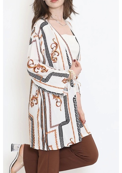 Desenli Kimono Beyazkahve - 1658.1095. Çok Renkli