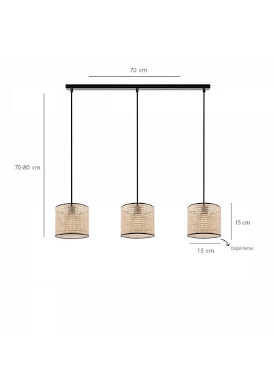Homing Loft 3'lü Hazeran Rattan Sarkıt Ayd-3330 Bej