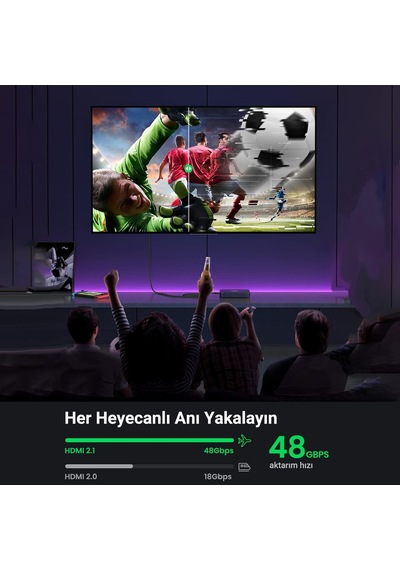 Ugreen 8K 60HZ Örgülü HDMI 2.1 Uzatma Kablosu 1 Metre