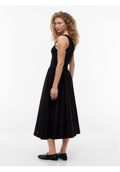 Tommy Hilfiger 5x2 Rıb Mıx Medıa Dress Kadın Siyah Elbise - Ww0ww49939