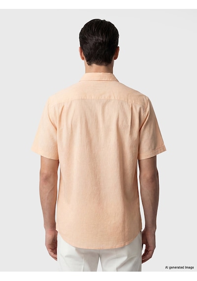 Lcwaıkıkı Classic Turuncu Regular Fit Keten Karışımlı Erkek Gömlek