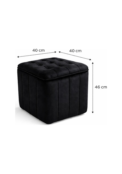 Kapitoneli Dilimli Modern Kare Puf Ayak Dinlendirme Taburesi Dekoratif Ve Rahat Yüksek Kalite Siyah - 844681895 Siyah