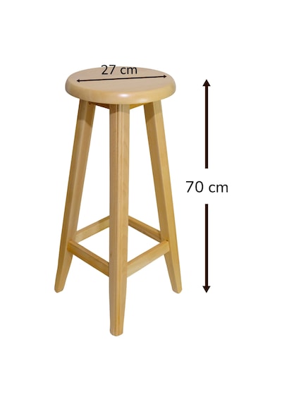 El Yapımı Doğal Ahşap Yuvarlak Tabure 70 Cm Şık Ve Dayanıklı Natural