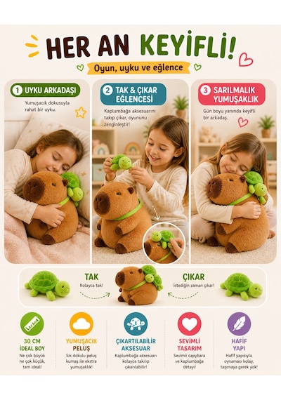 30 Cm Koyu Kahverengi Sırt Çantalı Capybara Peluş Oyuncak Yumuşak Dolgu Sevimli Maskot
