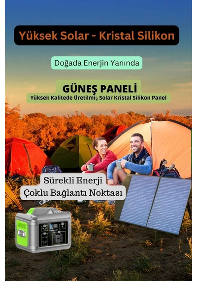 128.000 Mah 600 Watt Güç İstasyonu Ve 100 Watt 18 Volt 5.5 Amper Güneş Paneli Tam Uyumlu İkili Set