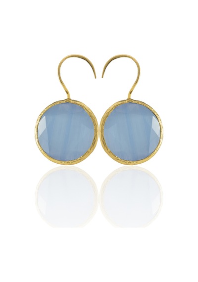 Kadir Jewellery 22 Ayar Altın Kaplama Kadın Taşlı Küpe -el İşçiliği Ve Hipoalerjenik Küpe Buz Mavisi 54822168