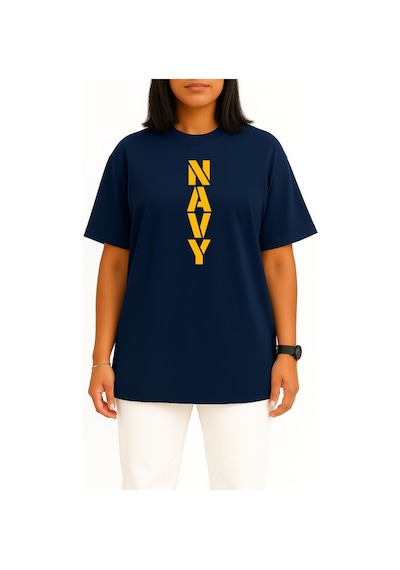 Bahriyeli Collection Oversize Vert Navy Göğüs Ve Sırt Baskılı Unisex T-shirt Lacivert