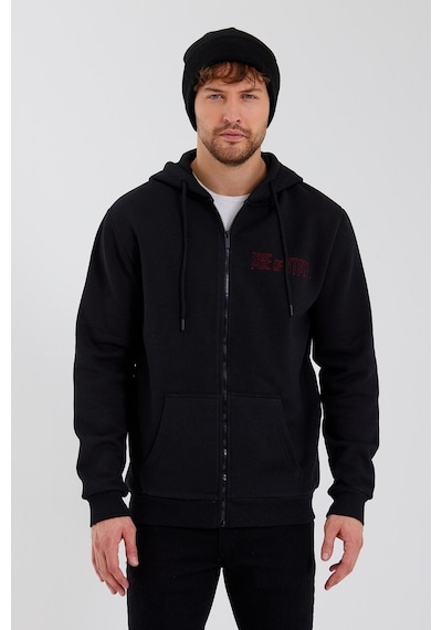 Polostate Age Of State Nakışlı Fermuarlı 3 İplik Sweatshirt Siyah