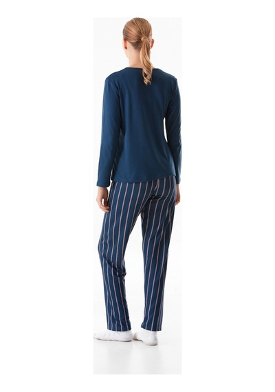 Fullamoda Yazı Baskılı Bisiklet Yaka 2 Li Pijama Takımı 24mıcg631216540-lacivert Lacivert Fullamoda Yazı Baskılı Bisiklet Yaka 2 Li Pijama Takımı 24mıcg631216540-lacivert Lacivert