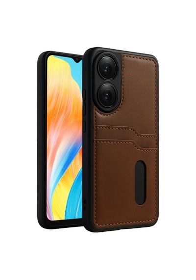 Oppo A38 Sara Kartvizitli Deri Kılıf - Taba 0.2M-Çok Renkli
