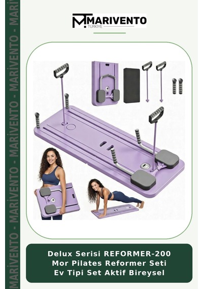 Delux Serisi Reformer-200 Mor Pilates Reformer Seti Ev Tipi Set Aktif Bireysel