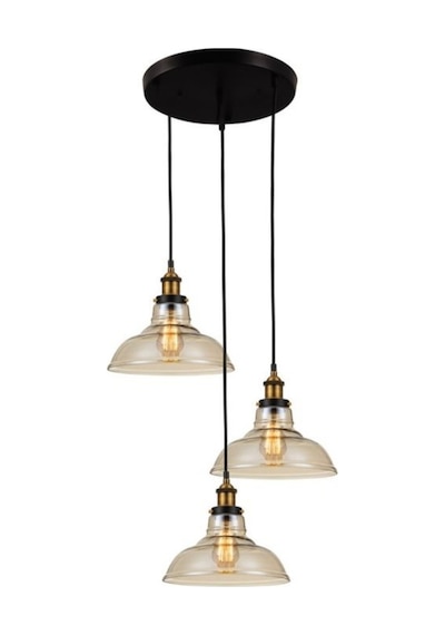 Mylights Retro Rusik Vintage Üçlü Bal Camlı Sarkıt Avize