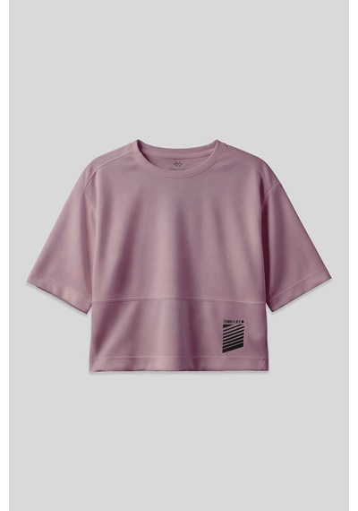 Tommy Life Gül Kurusu Polyester Nefes Alan Dokulu İnce Esnek Oversize Fit Performans Kadın T-shirt - 97284 Gül Kurusu
