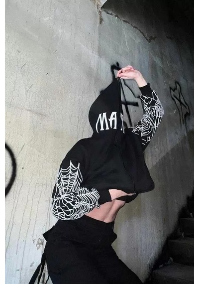Nnstartshopping Bape Spider Baskılı Oversize Hırka - Siyah Siyah