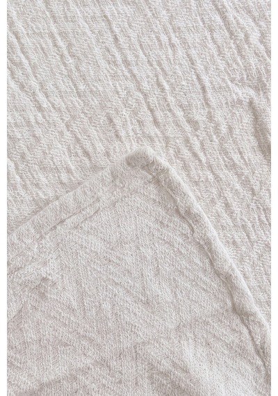 Krem Zigzag Çift Kişilik Baskılı Pike & Yatak Örtüsü 210x230 Cm