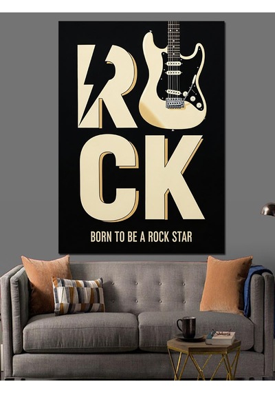 "rock" Minimalist Poster Dekoratif Kanvas - Mdf Ahşap Tablo