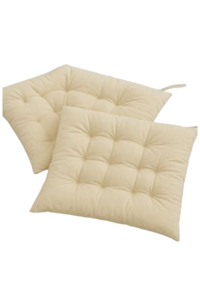 Rual 4 Lü Sandalye Minderi Bağcıklı, Çökme Yapmaz Sünger Dolgulu, Yıkanabilir 40x40 Cm Açık Bej