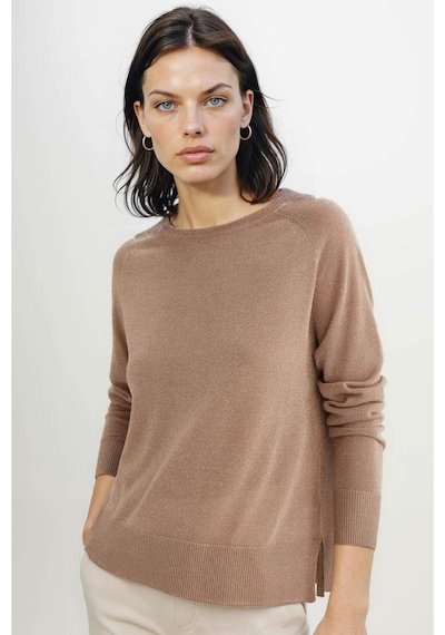 Defacto Regular Fit Bisiklet Yaka Triko Kazak C6818AX24WN Bej