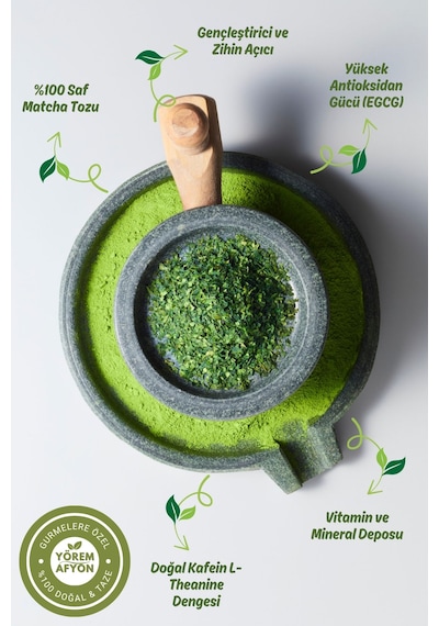 Yörem Afyon Doğal Antioksidann Ve Sükûnet Kaynağı Odakk Ve Dinginliğin Kadim İksiri Saf Matcha Tozu, Macha 60gr.